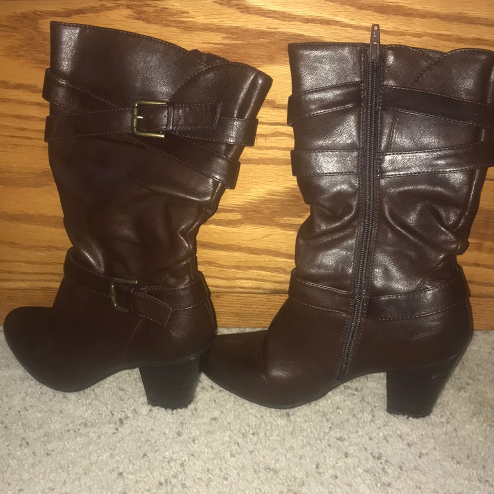 Brown heeled boots